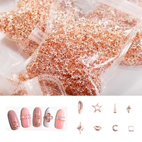 1000pcs nail art hollow rivet rose gold star lips leaf matal nail art 3d charms for nail art accessories slices glitter decals