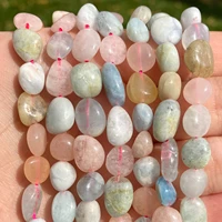 natural stone beads 8 10mm irregular morganite stone beads for jewelry making bracelet necklace 15inches