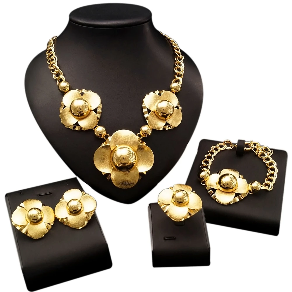 

Yulaili винтажные Дубаи Золотые Ювелирные наборы для женщин Свадебная цепочка ожерелье серьги браслет кольцо аксессуары