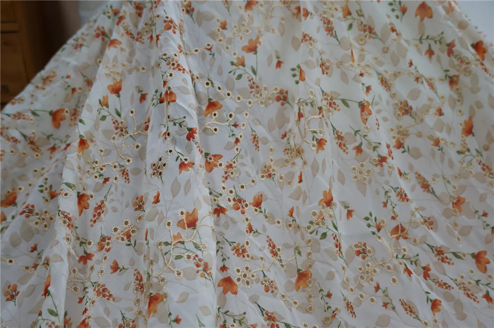 Новинка 2020 шифоновая ткань весна-лето с принтом Высококачественная оранжевая