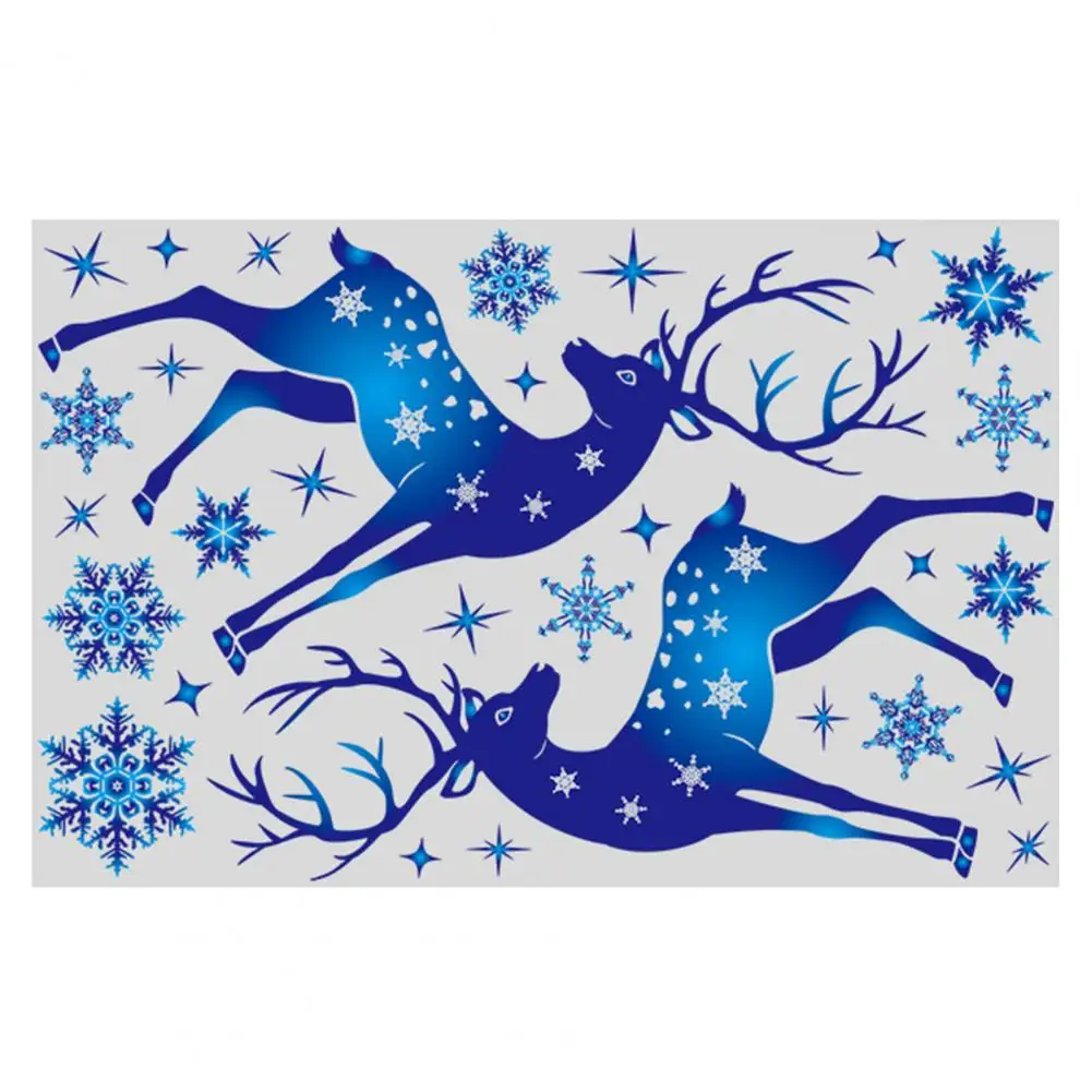 Наклейки на окна электростатические снежинки лось принт очаровательные