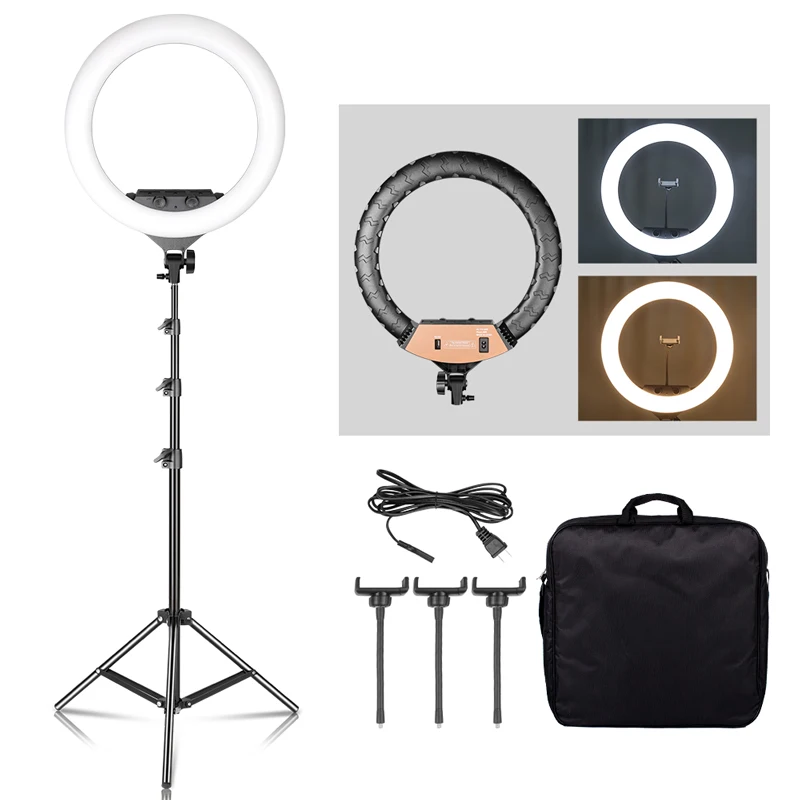 Enlarge 18 Inch Ring Light 400pcs led beads Dimmable 6500K LED Lamp With Tripod Studio Photo Lamp For Photography Makeup YouTube Live