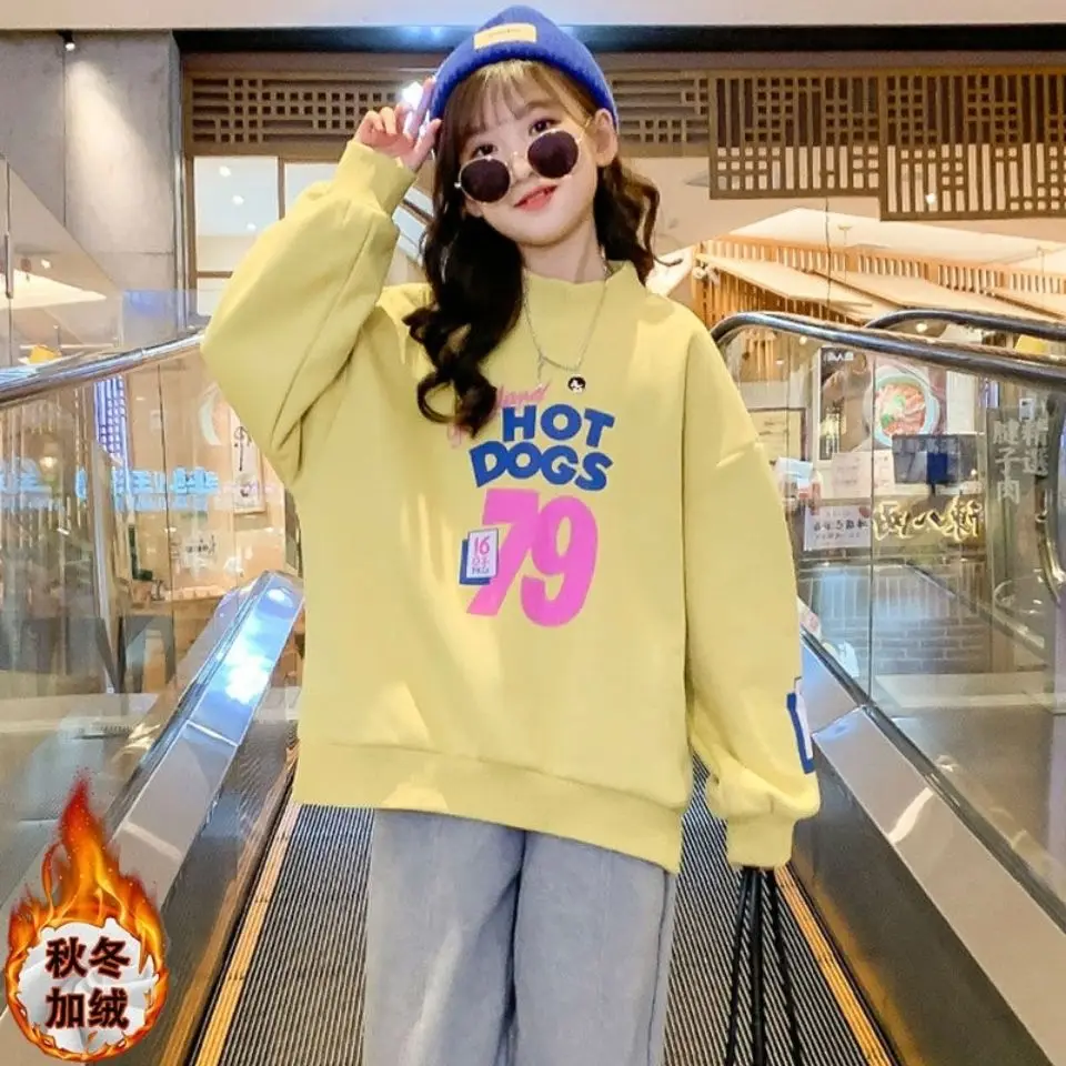 

New Casual Outfit for Kids Long Sleeves Autumn Winter Warm Hoodie Boy Girls Clothes Autumn And Winter Children t-shirt 4-14 Y