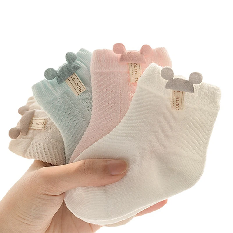 

4 Pairs / Lot Baby Socks Mesh Socks Thin Cotton Models Boys Girls Socks Boneless Suture Newborn Socks Accessories Children Socks