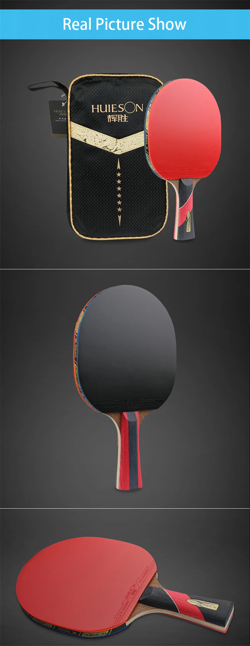 Huieson Wenge Wood& Carbon Fiber Blade 6 Star ракетка для настольного тенниса, липкие прыщи, резиновая супер мощная ракетка для пинг-понга, летучая мышь