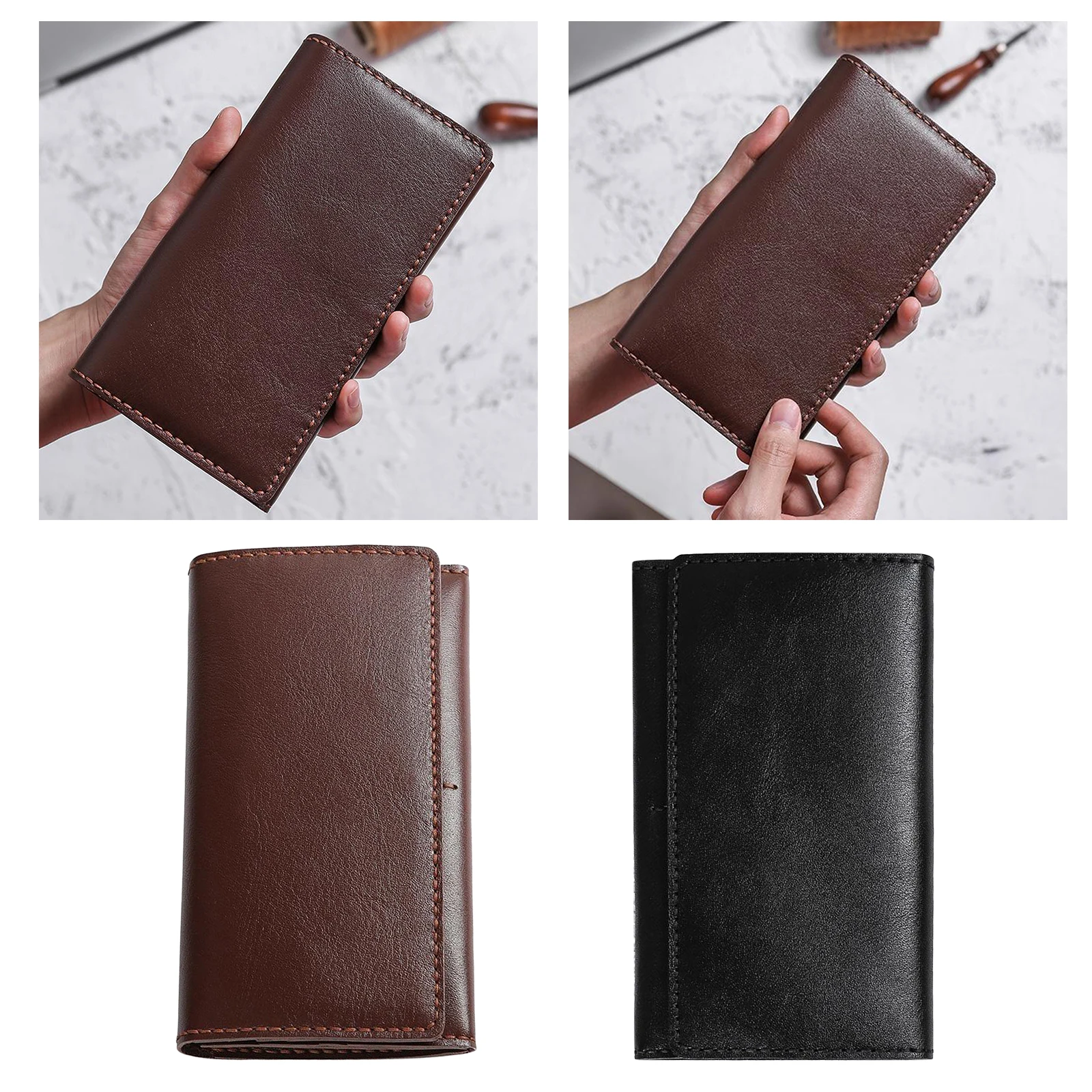 

Mens Leather Long Wallet Making Craft Kit Bifold Card Holder Purse with Tools