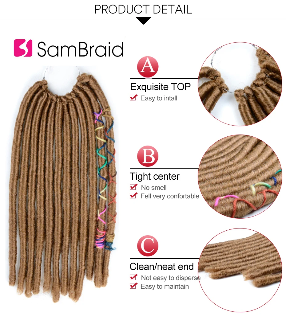 Sambraid 14 дюймов 12 прядей/упаковка искусственные локоны в стиле Crochet волосы синтетические волосы для наращивания мягкие дреды вязанные крючком волосы для женщин