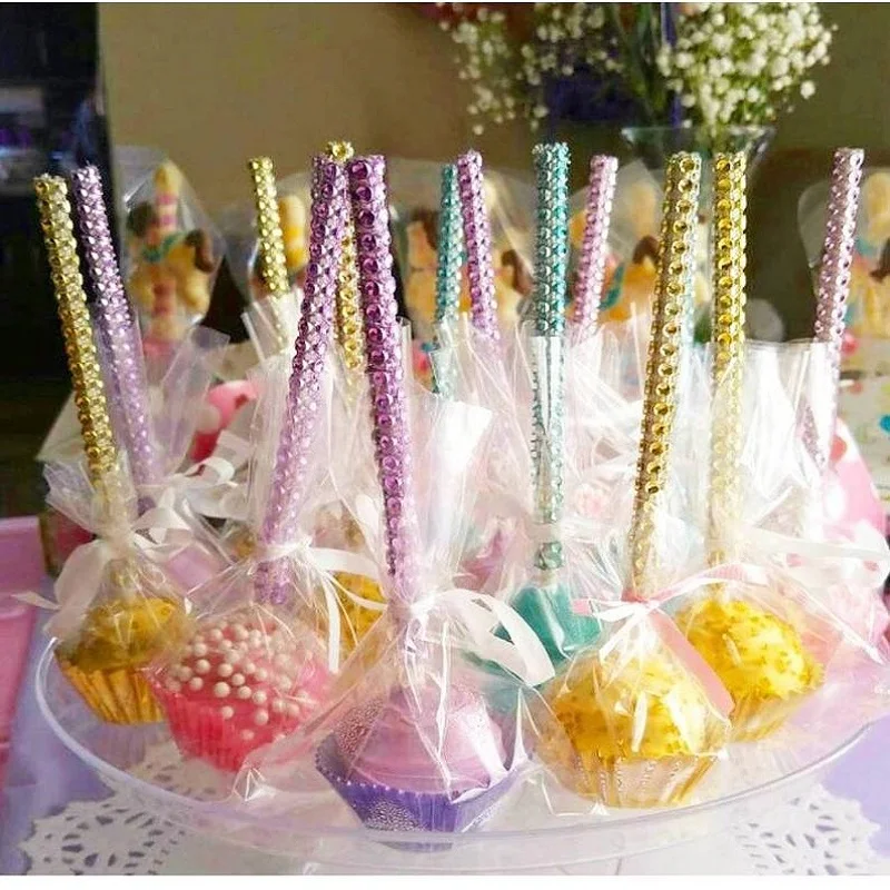 

20pcs/pack Bling Cake Pop Sticks Toppers Lollipop Bling Candy Buffet Supplies Dessert Buffet Sticks Bling Rhinestone Sticks