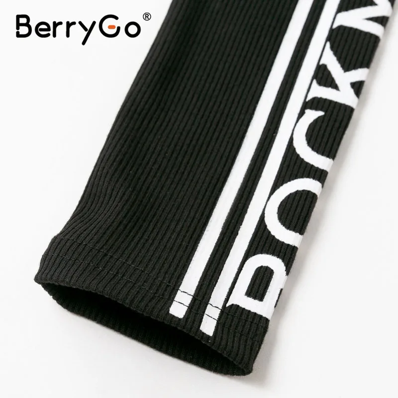 BerryGo уличная одежда с надписью сексуальное облегающее платье высокой талией на