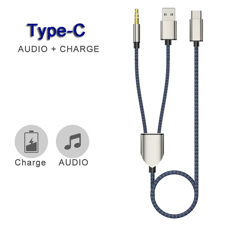 

Missgoal Car Audio Cable 3 In 1 Type-C Audio Adapter 3.5mm Fast Charging AUX Cable For Headphone Car Stereo HD Sound Audio Line