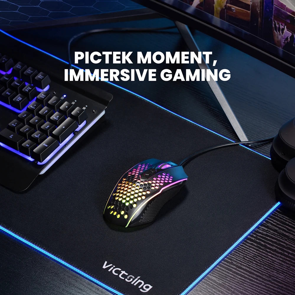 Игровая мышь PICTEK PC312 проводная с RGB-подсветкой 8000DPI регулируемая 8 программируемых