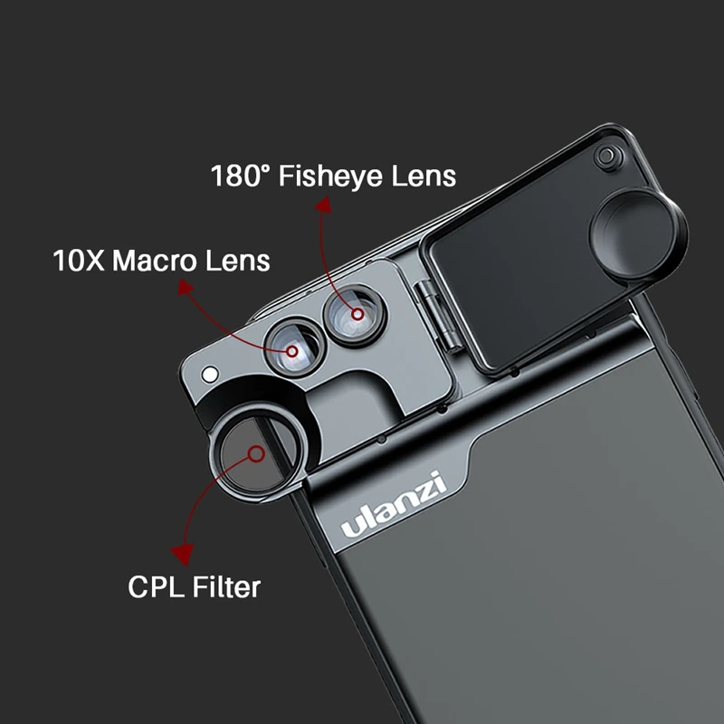 

Ulanzi U-Lens 5 in 1 Phone Lens Kit 20X Super Macro Lens CPL Fisheye Telephoto Lens for iPhone Case