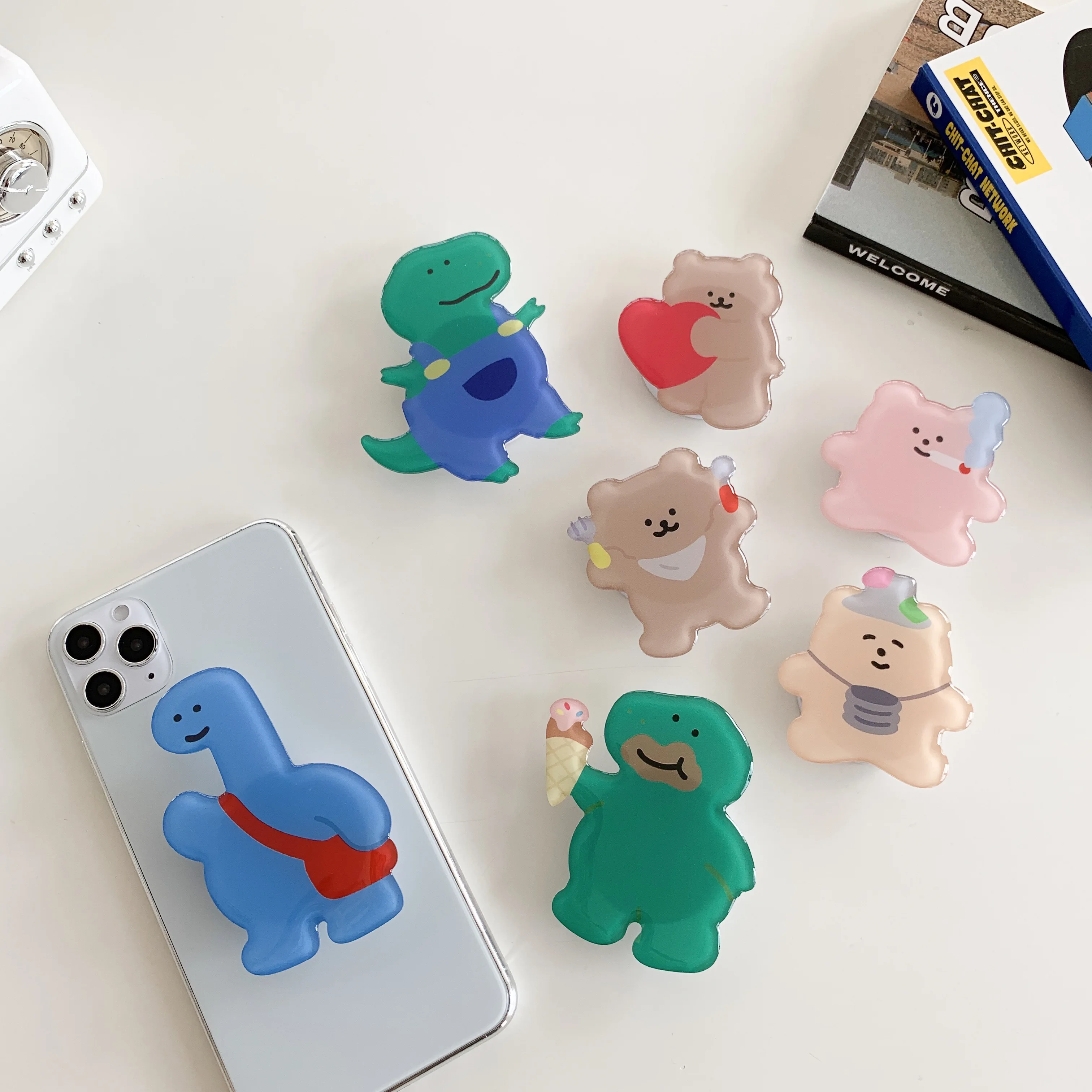 Korea Cute Cartoon Finger Ring Phone Stands Universal Mobile Phone For IPhone 11 Huawei Xiaomi Samsung Holders Phone Grip Holder