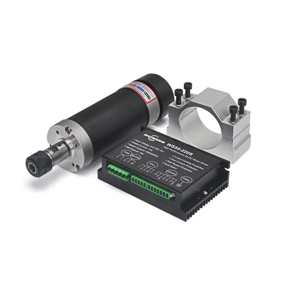 

Шпиндельный двигатель Daedalus 600w ER16 CNC бесщеточный электродвигатель вращения шпинделя 48v DC с WS55 220S BLDC