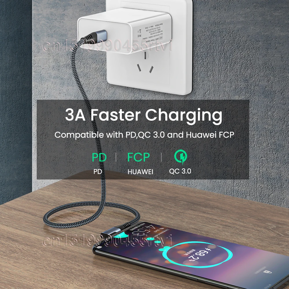Кабель зарядный PD 60 Вт USB Type C на 3 А 90 градусов | Мобильные телефоны и аксессуары