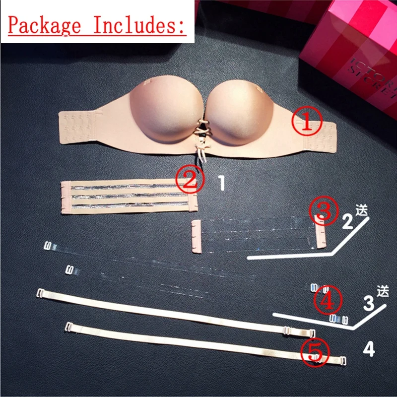 

Push Up Strapless Bras for Women Sexy Seamless Lingerie Plus Invisible Bra Backless Underwear for Wedding Dress Fox Gathered Bra