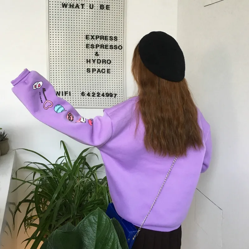 Милые свободные свитшоты с мультяшным рисунком для Kawaii пуловер длинными