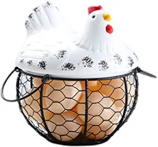 Egg Basket Wire Holder Chicken Storage Skelter Iron Organizer Antique Metal Countertop Decorative Food Baskets