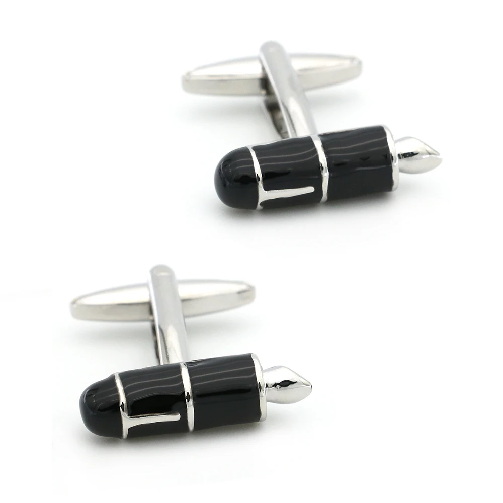 

Free Shipping Men's Cufflinks Fountain Pen Design Black Color Quality Copper Cuff Links Wholesale&retail
