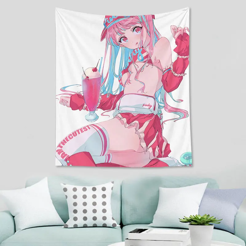 Милый настенный гобелен милый аниме эстетическое украшение для комнаты