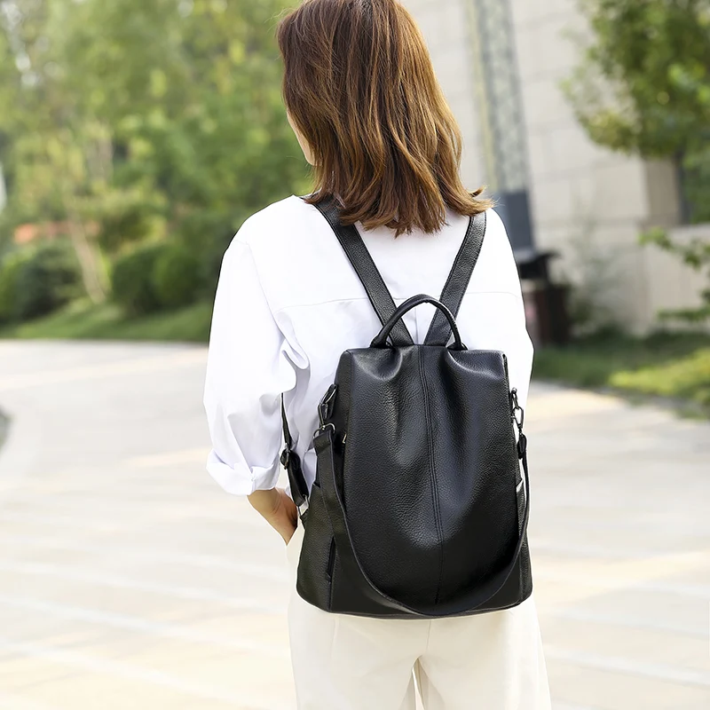 Женские рюкзаки Vadim из черной кожи женский рюкзак с защитой от кражи дорожные