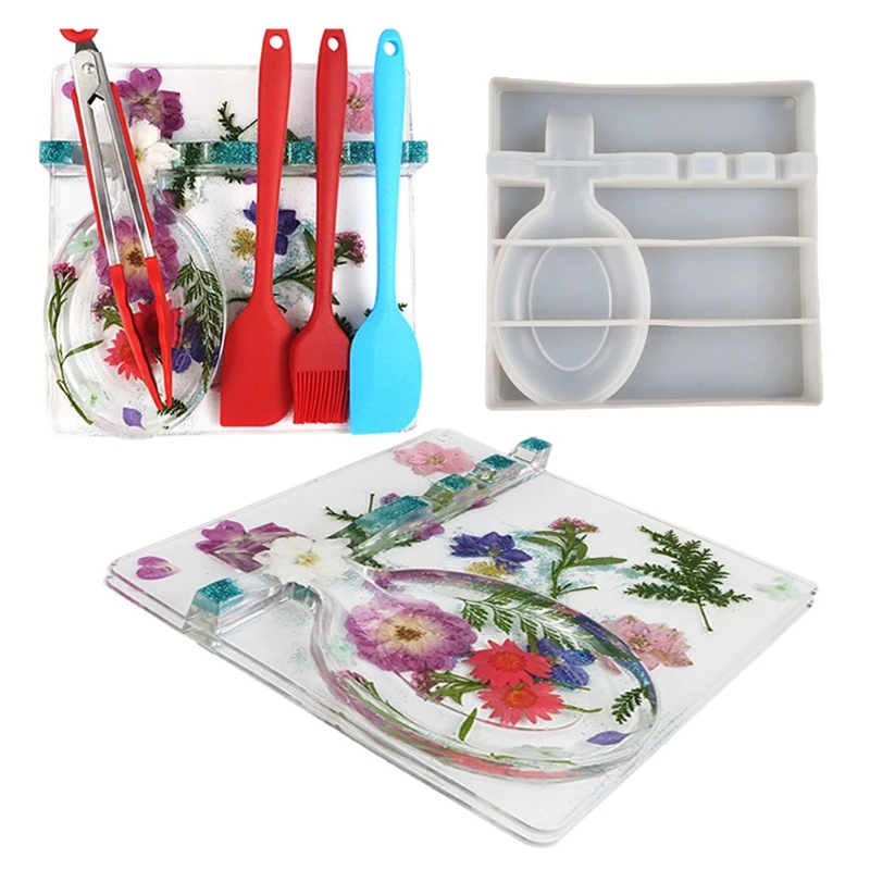 

Spoon Storage Tray Epoxy Resin Mold Tableware Rack Plate Silicone Mould DIY Crafts Home Decortaions Casting Tools