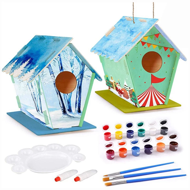 

Kids Crafts Wood Arts and Crafts,DIY Bird House Kit to Build and Paint-Creative Kids Activities for 3+ Year Old Kids