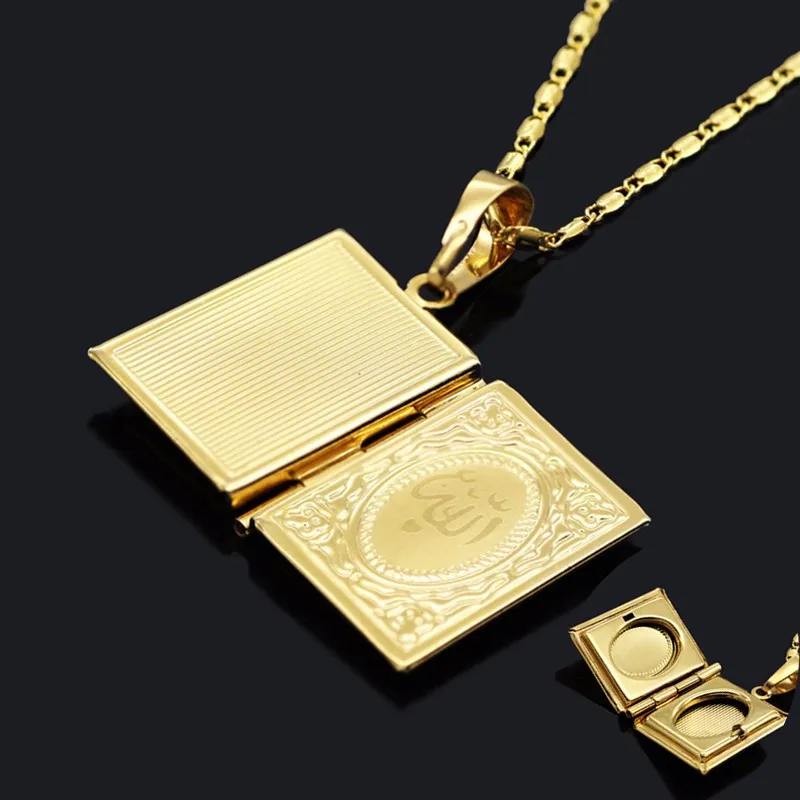 Золотое ожерелье в мусульманском стиле мусульманское виде книги Корана открытое