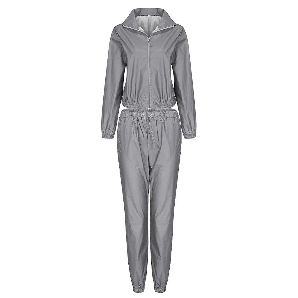 Модный комплект из двух предметов 2021 спортивный костюм для женщин блестящий