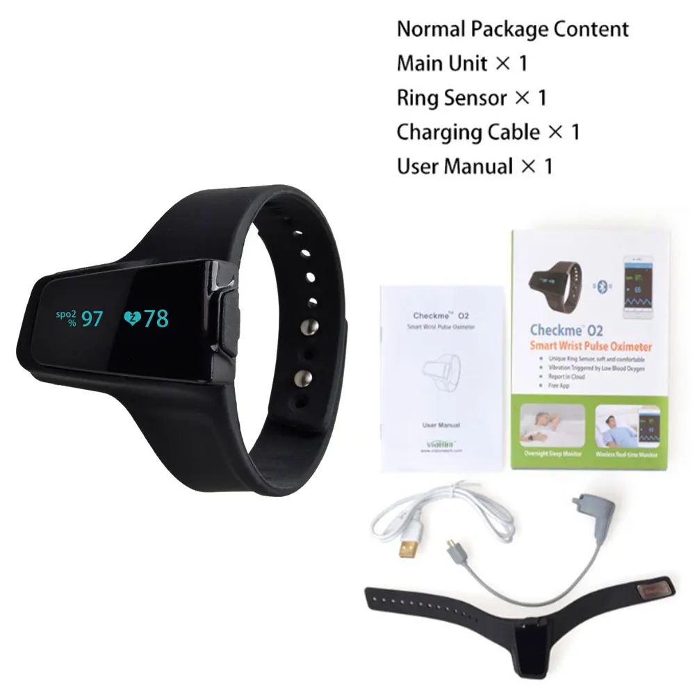 Пульсоксиметр Bluetooth умные наручные часы Портативный OLED монитор сна апноэ