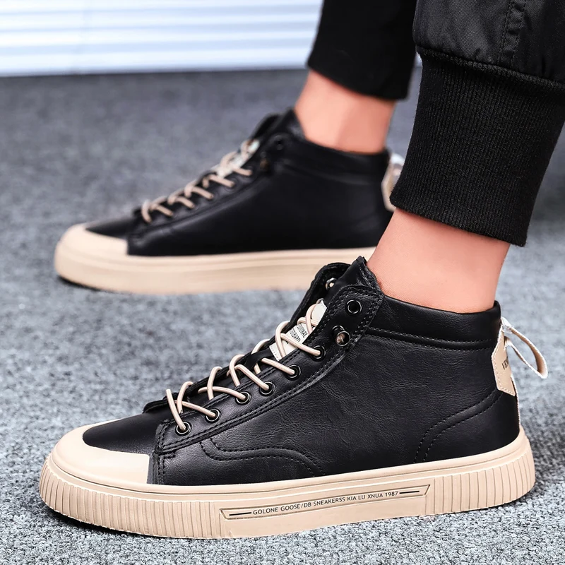 Уличные туфли Мужские высокие кроссовки zapatillas hombre Новая однотонная мужская
