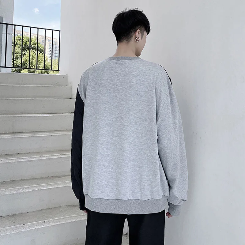 

New Male Streetwear Hip Hop Loose Casual Hoodie Sweatshirt Men Vest Splice Long Sleeve Thicken Pullover Sweatshirt