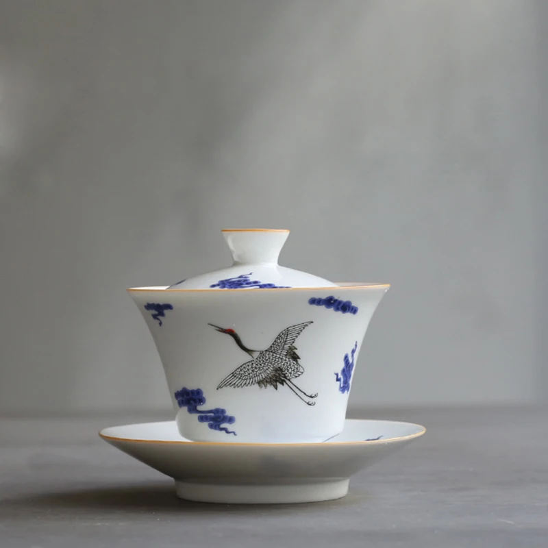 110 мл сине белый фарфор Gaiwan китайская фотография чайный чайник для чая посуда