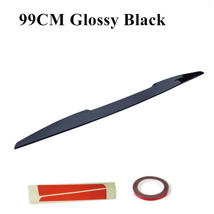 

99CM Universal Car Rear Roof Lip Spoiler Lip Wing Tail Sticker PU Glossy Black
