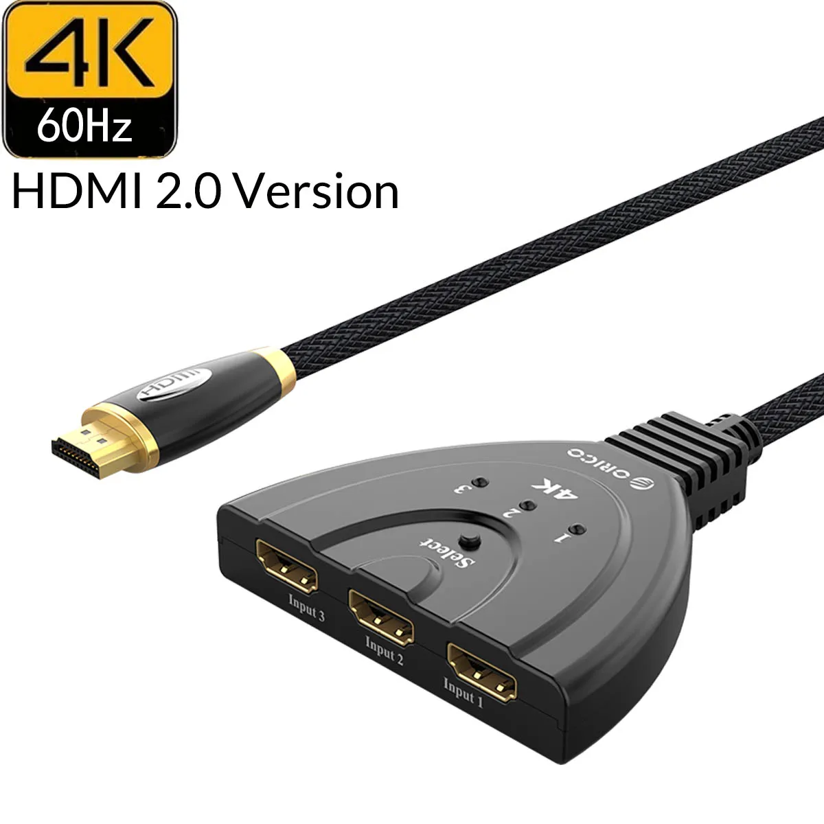 HS3-A2 ORICO HDMI кабели 3 в 1 HDMI коммутатор 4 к 30 Гц 60 Гц 3D HD Переходник HDMI разветвитель Кабель HDMI 2,0/1,4 версия для PC tv Box PS3 4 - Цвет: HS3-A2