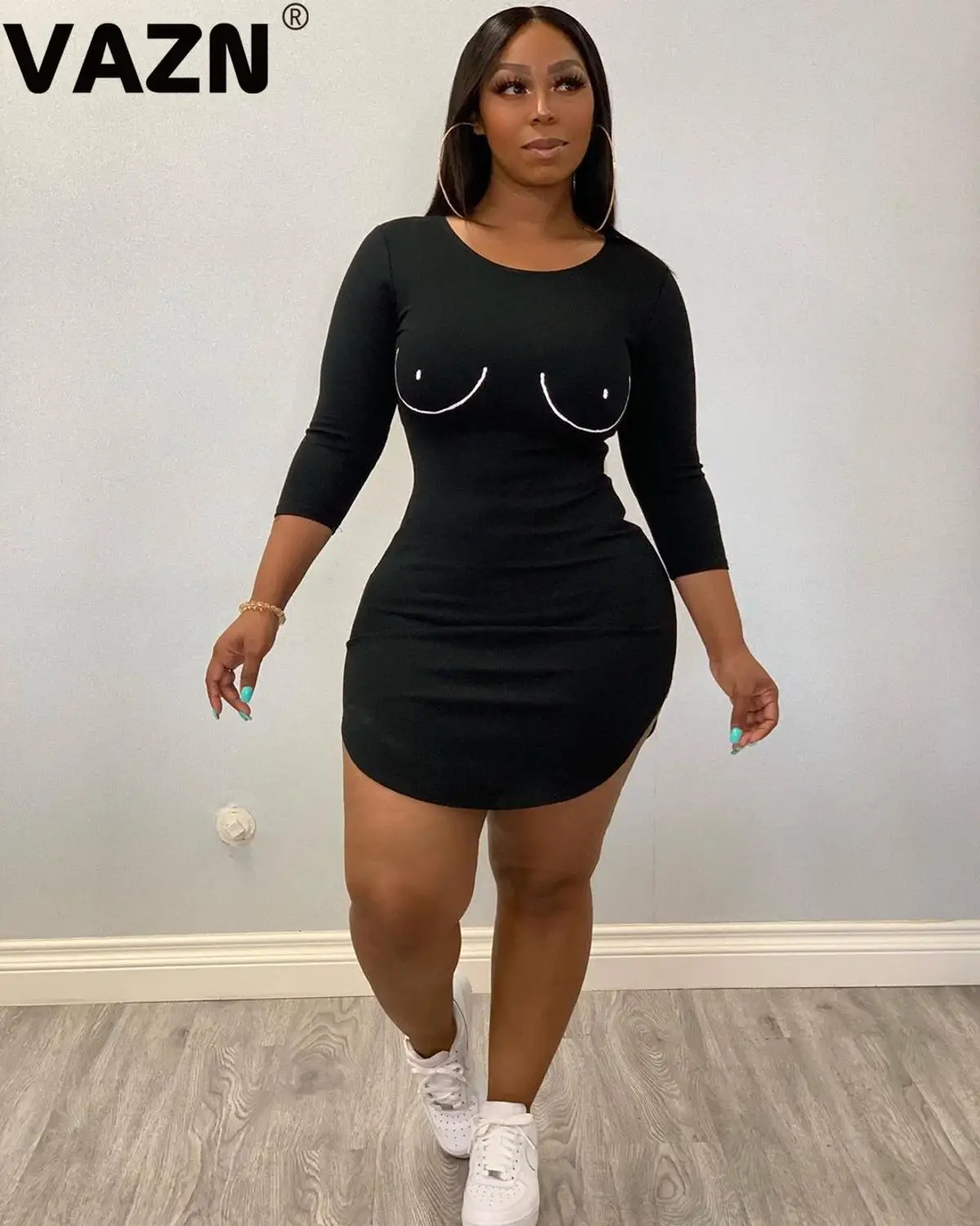 Новинка 2020 г. весеннее сексуальное женское мини платье 2 цветов VAZN с длинным