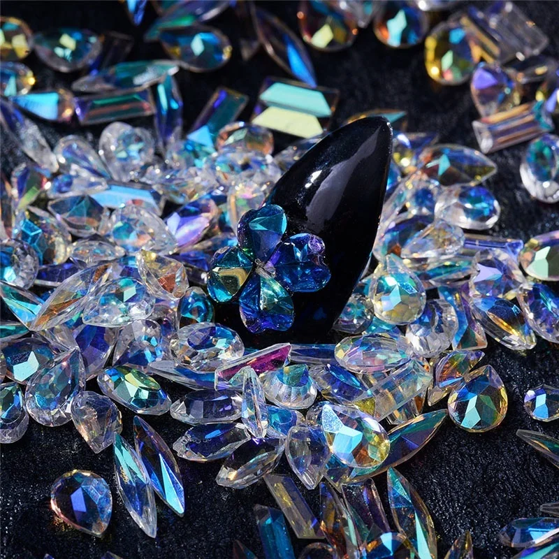 1 шт полимерные Стразы плоские с оборота Стекло ногтей черное перо лошадиный глаз