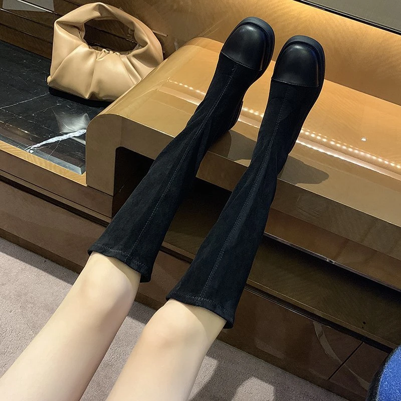 

Женские ботинки до середины икры, из мягкой искусственной кожи