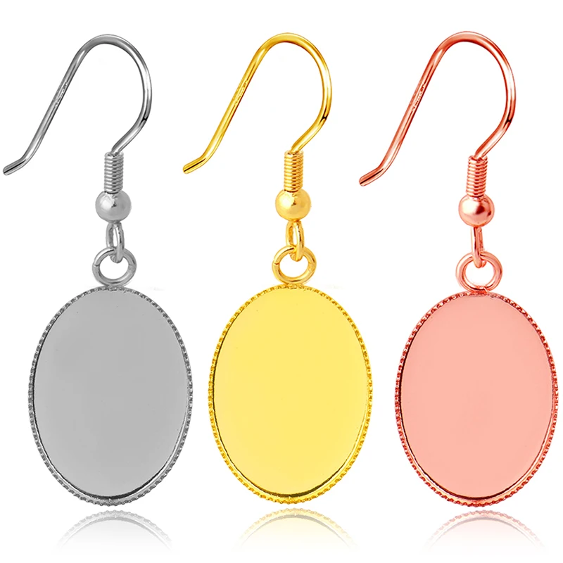 10 шт. кабошоны из нержавеющей стали настройки сережек овальные 13x18 18x25 мм пустая