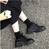 japanese round toe muffin thick soled casual shoes women chunky sneakers increasing british wedges platform patent leather shoes