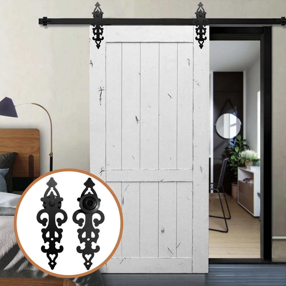

Gift 4-9.6 foot sliding barn door modern wooden sliding barn door accories kit bla steel roll door