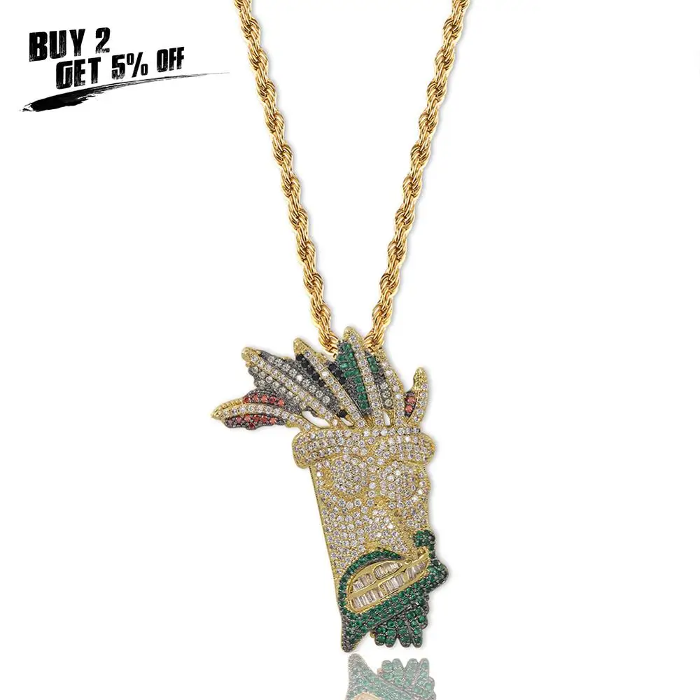 JINAO кубический циркон льдом цепь золотая модные UKA ожерелье с подвеской маской в