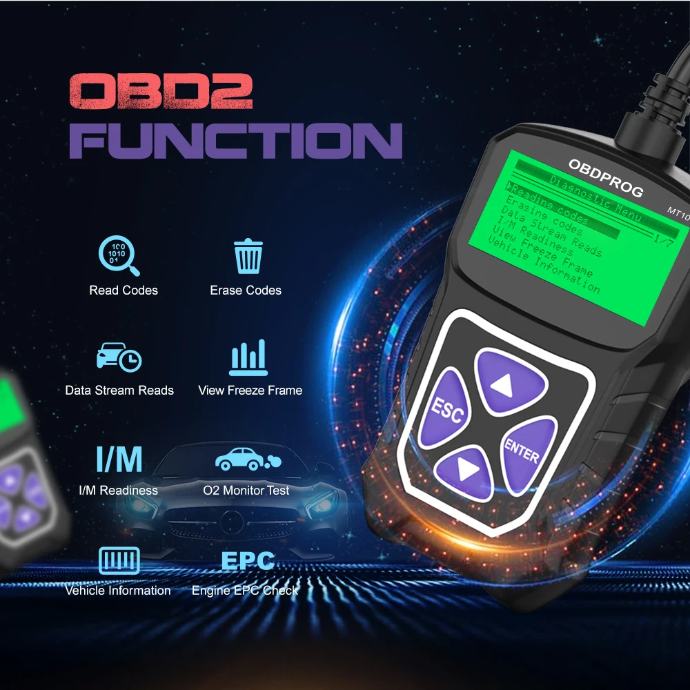 OBDPROG MT100 OBD2 сканер Профессиональный автомобильный OBD 2 анализатор двигателя