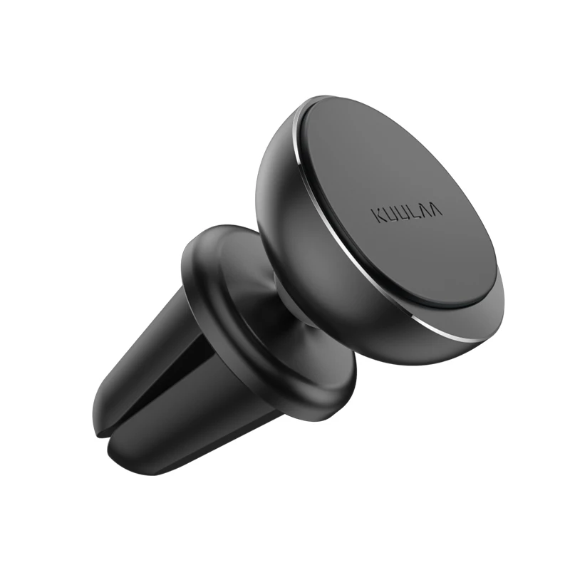 Black KUULAA магнитный автомобильный держатель для телефона с вентиляционным отверстием, металлический магнитный автомобильный держатель для телефона, вращение на 360 °, универсальная подставка для мобильного телефона, крепление в автомобиле - Цвет: Black