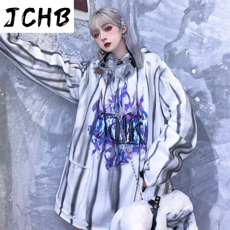 

2021 Streetwear Hoodies Spring Tie-dyed Print Harajuku Sweashirt Women Clothes Lovers Pullover Thickening Velvet Loose Big Size