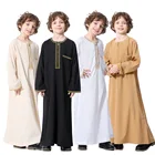 Длинное мусульманское платье для мальчиков-подростков Abaya Jubba Thobe, мусульманское детское платье Caftan, халат с вышивкой, кафтан, служба поклонения Саудовской Аравии