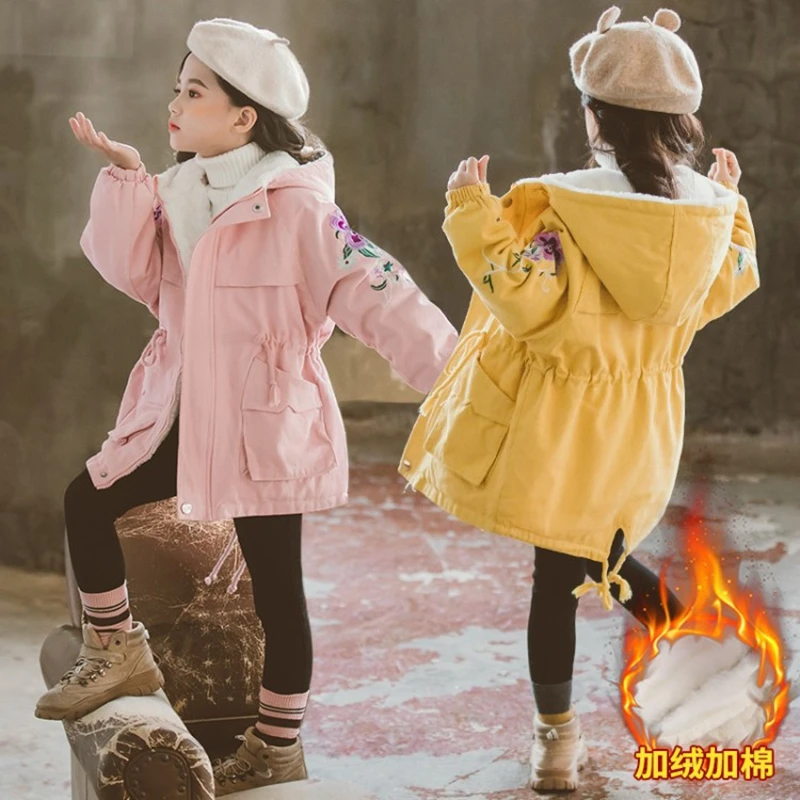 

Children's Fur Girls Coat Russian Winter Jacket For Teenage Girls Warm Hooded Clothes Fashion Parkas Coats Long Suits TZ569