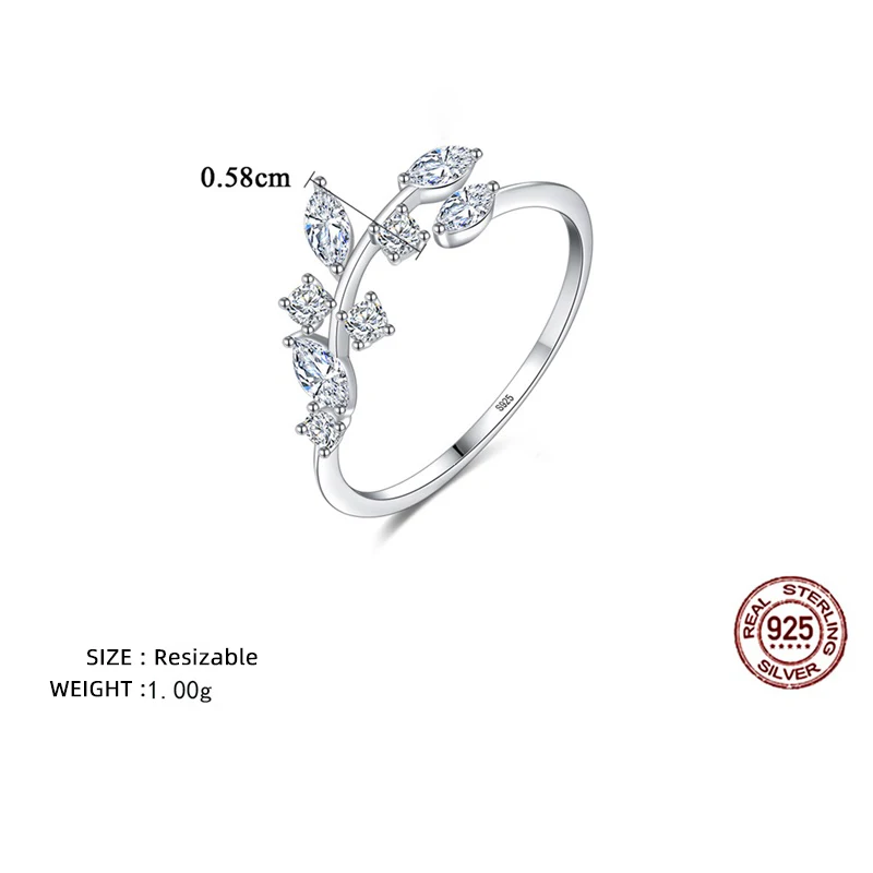 Кольцо женское из серебра 925 пробы регулируемое в Корейском стиле | Украшения и