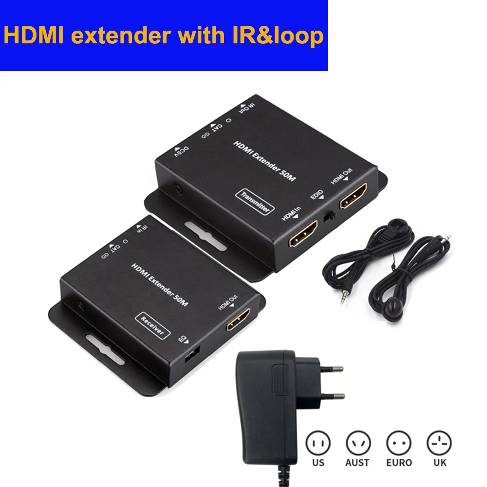 HDmatters HDMI удлинитель по cat5e/6 кабеля до 50 м для PS4 HDTV портативных ПК с адаптером