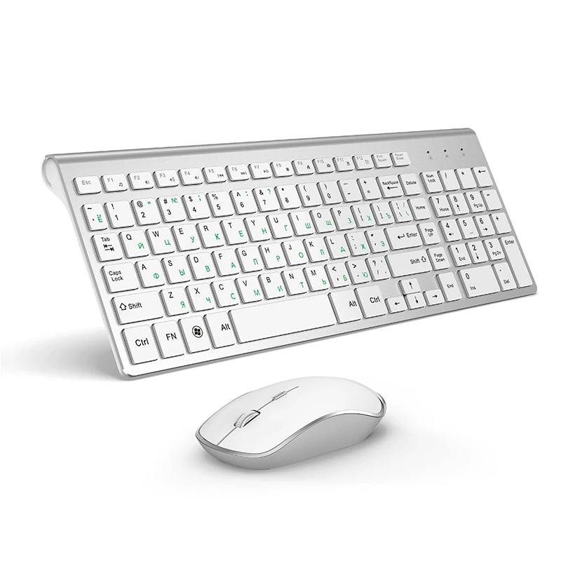 2.4G Wireless Keyboard  Mouse Combo Russian Language  Protable Mini Multimedia Keyboard Mice Set for Windows, PC, Laptop,Tablet